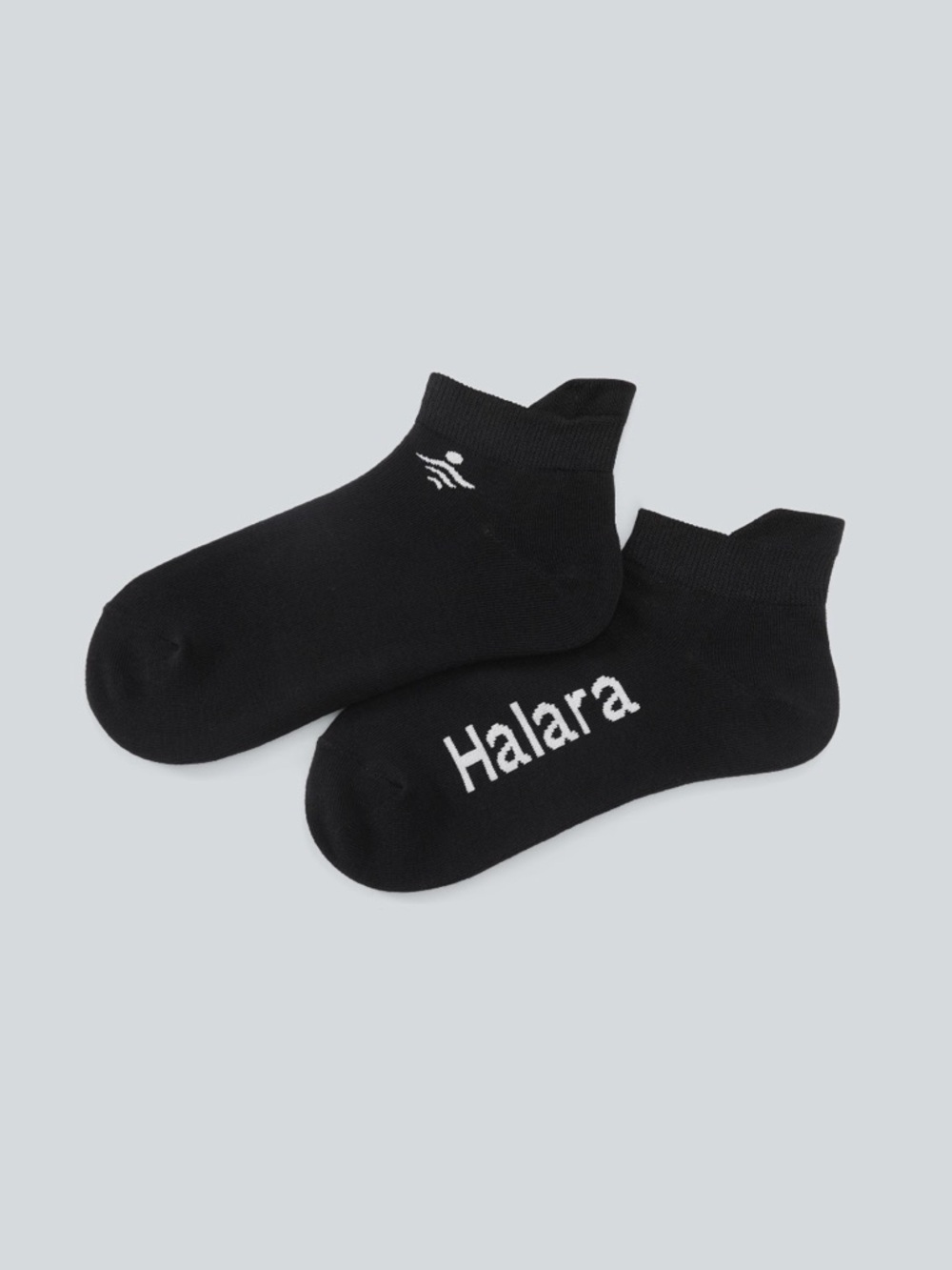HALARA Black Pickleball Ankle Socks with White Logo